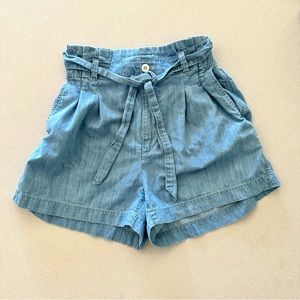 Madewell Paper Bag Waist Shorts Light Denim Chambray